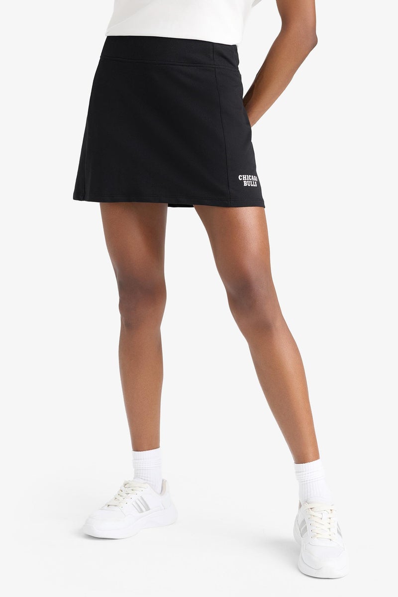 DeFacto Black Woman DeFactoFit NBA Chicago Bulls Mini Skirt with Leggings Inside Casual - Image 5